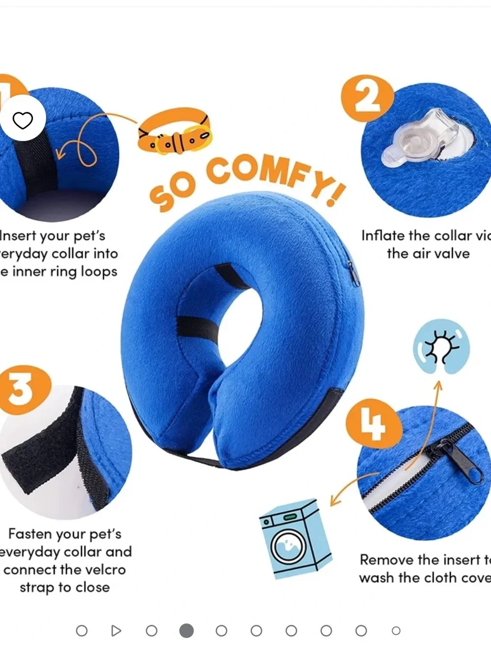 Bencmate inflatable dog collar for use after surgery, injury. Various sizes.
